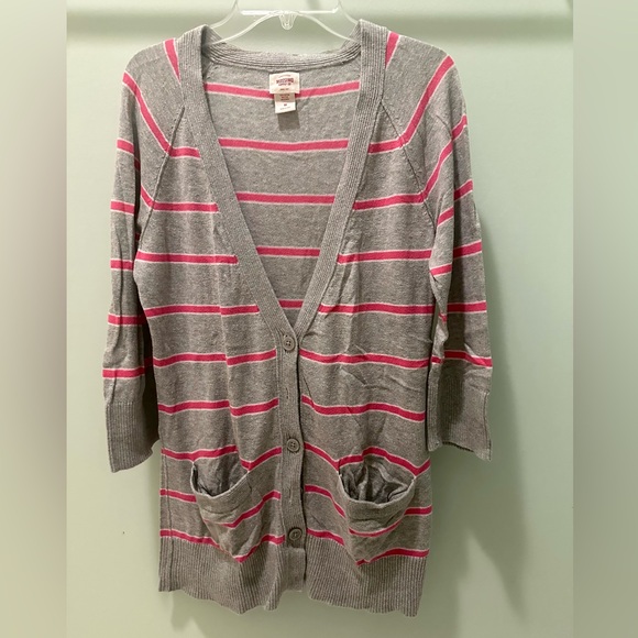 Mossimo Supply Co. Sweaters - Mossimo Gray and Pink Striped Women's Sweater